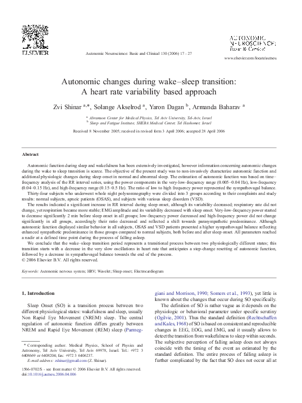 (PDF) Autonomic changes during wake–sleep transition: A heart rate ...