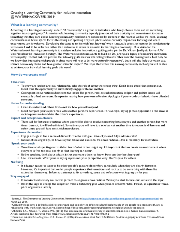 (PDF) Ways to interact at Waterhackweek