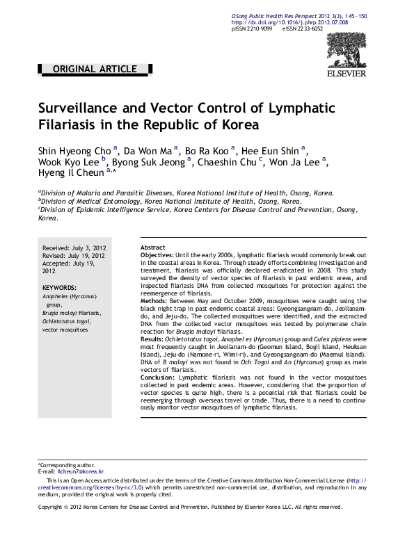 (PDF) Surveillance and Vector Control of Lymphatic Filariasis in the ...