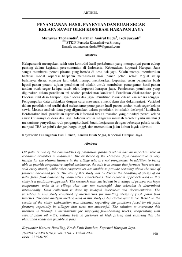 (PDF) Penanganan Hasil Panentandan Buah Segar Kelapa Sawit Oleh