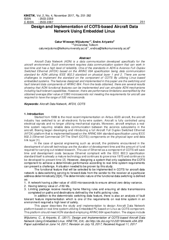 (PDF) Design and Implementation of COTS-Based Aircraft Data Network ...