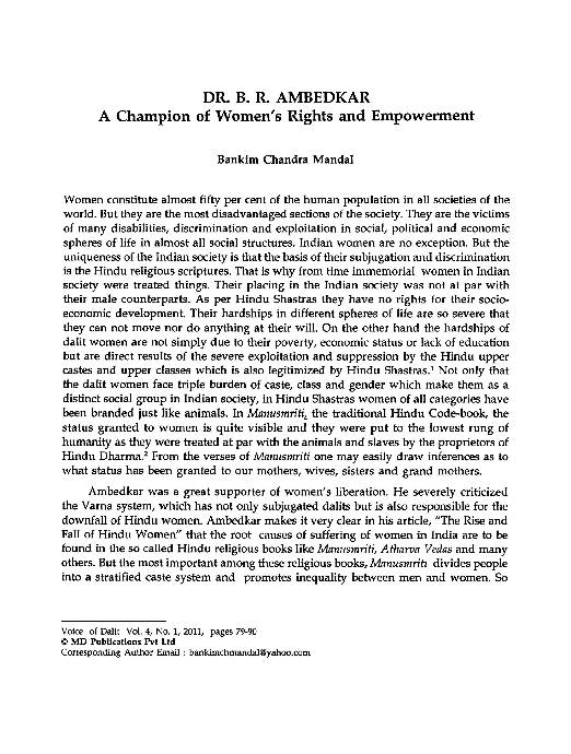 (PDF) Dr. B.R. Ambedkar: A Champion of Women's Rights and Empowerment