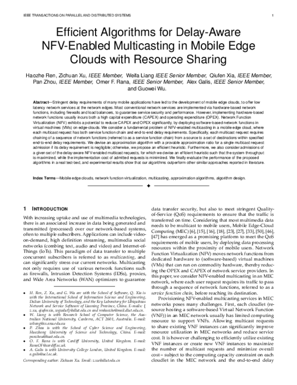 (PDF) Efficient Algorithms for Delay-Aware NFV-Enabled Multicasting in ...