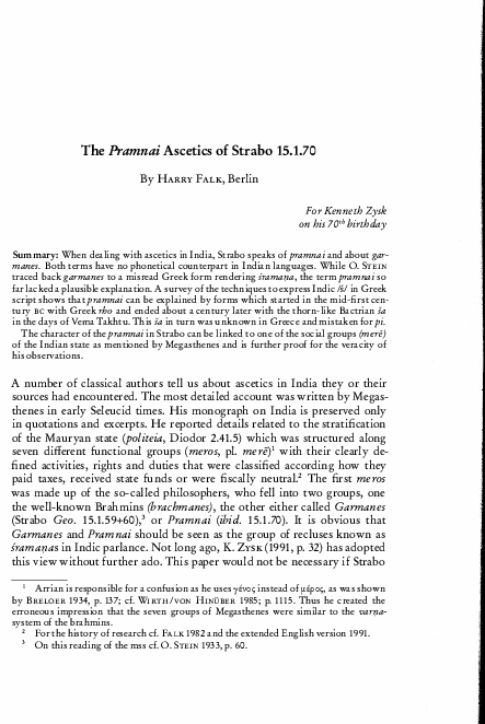 (PDF) The Pramnai Ascetics of Strabo 15.1.70