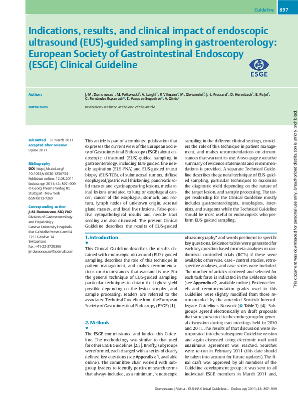 (PDF) Indications, results, and clinical impact of endoscopic