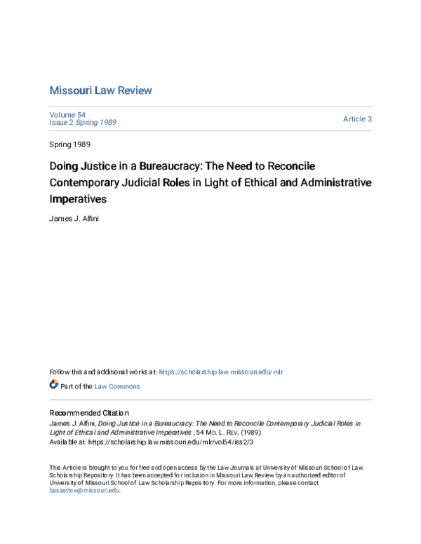 (PDF) Doing Justice in a Bureaucracy: The Need to Reconcile ...