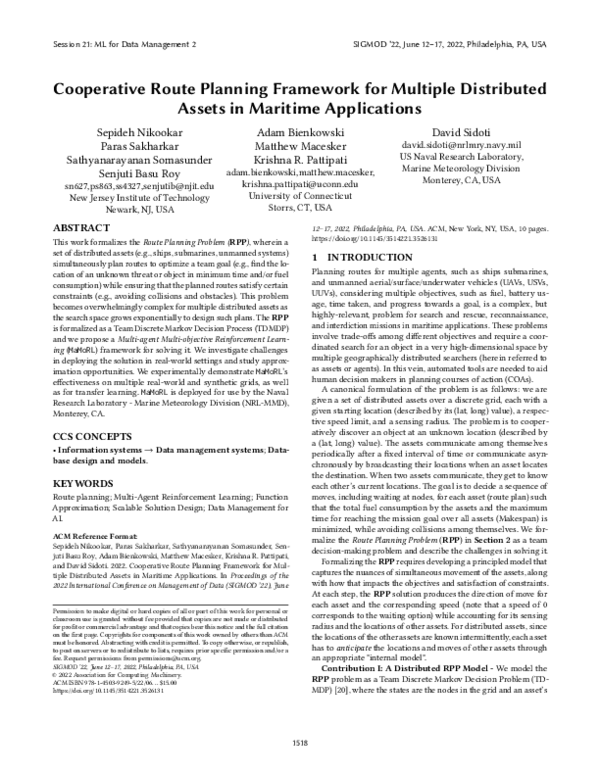 (PDF) Cooperative Route Planning Framework for Multiple Distributed ...
