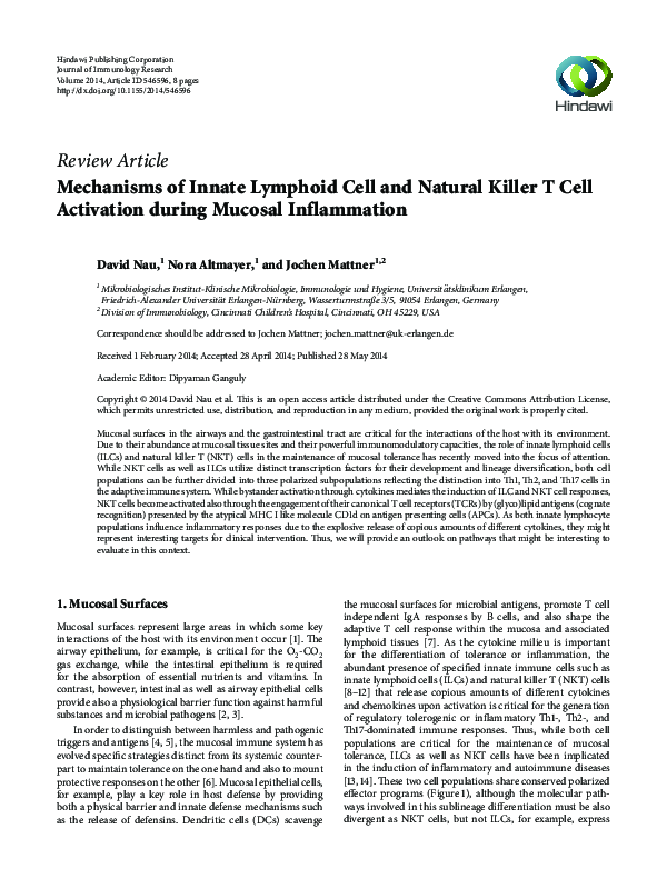 (PDF) Mechanisms of Innate Lymphoid Cell and Natural Killer T Cell ...