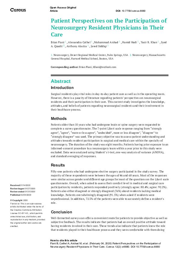 (PDF) Patient Perspectives on the Participation of Neurosurgery ...