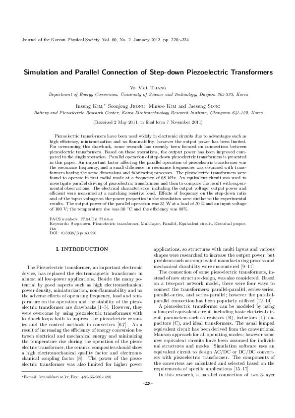 (PDF) Simulation and parallel connection of step-down piezoelectric ...