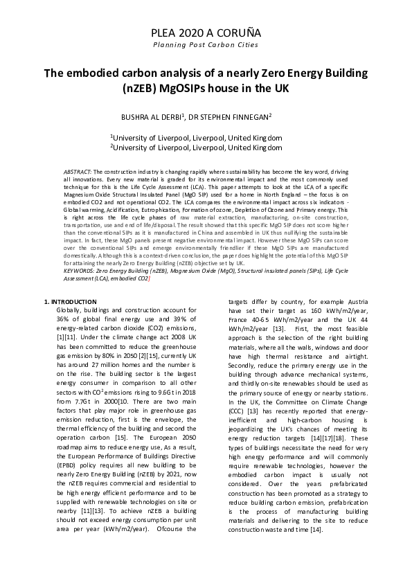 (PDF) The Embodied Carbon Analysis Of A Nearly Zero Energy Building ...