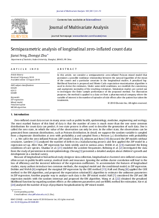 (PDF) Semiparametric analysis of longitudinal zero-inflated count data