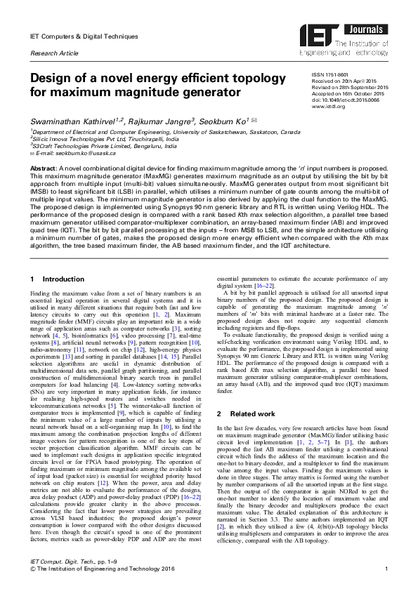 (PDF) Design of a novel energy efficient topology for maximum magnitude ...