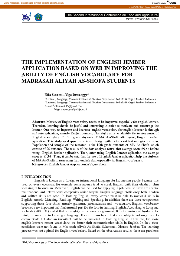 (PDF) The Implementation of English Jember Application Based on Web in ...