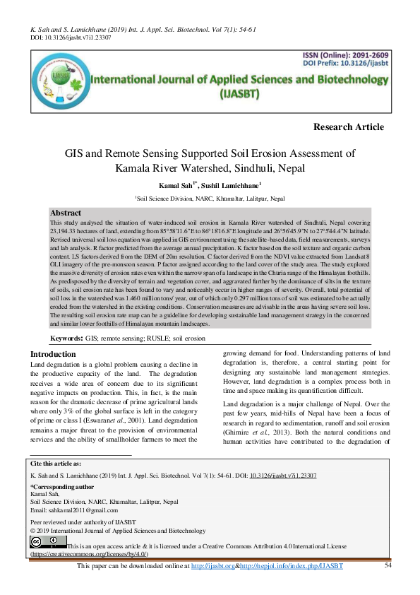(PDF) GIS and Remote Sensing Supported Soil Erosion Assessment of ...