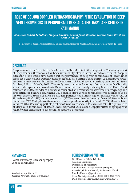 (PDF) Role of colour Doppler ultrasonography in the evaluation of deep ...