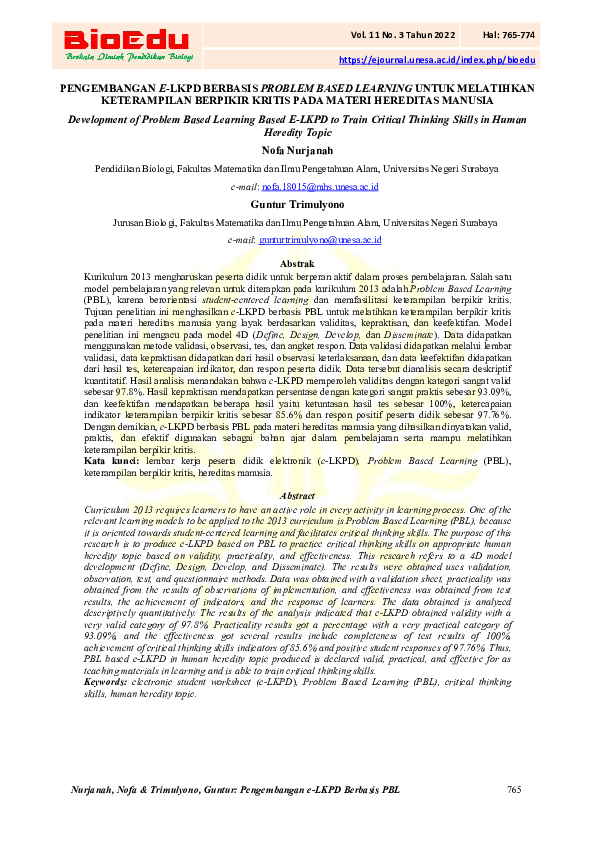Pdf Pengembangan E Lkpd Berbasis Problem Based Learning Untuk Pdf Pengembangan E Lkpd Berbasis Problem Based Learning Untuk