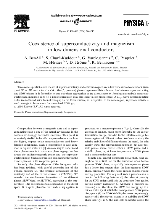 (PDF) Coexistence of superconductivity and magnetism theoretical ...