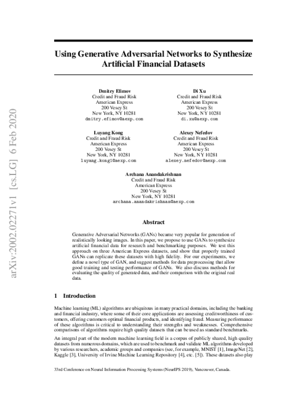 (PDF) Using generative adversarial networks to synthesize artificial ...