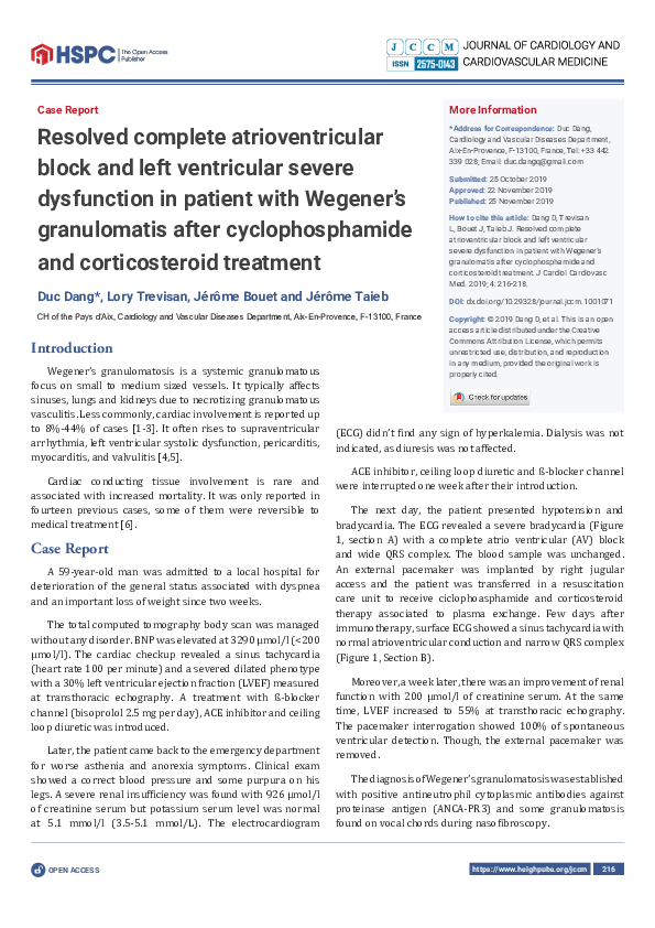 (PDF) Resolved complete atrioventricular block and left ventricular ...