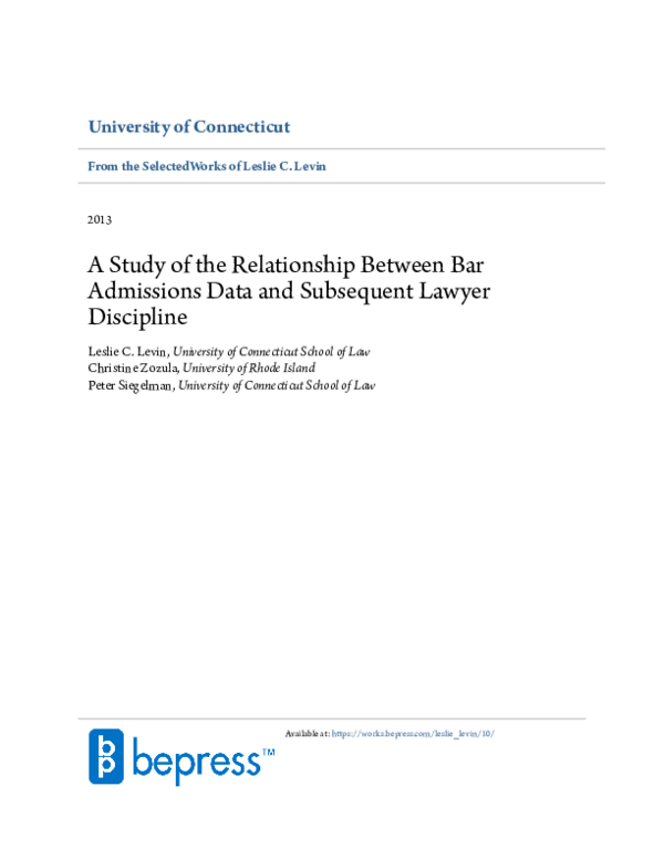 (PDF) A Study of the Relationship between Bar Admissions Data and ...
