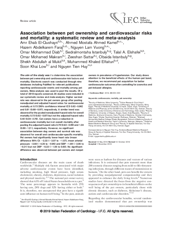 (PDF) Association between pet ownership and cardiovascular risks and ...