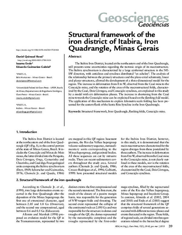 (PDF) Structural framework of the iron district of Itabira, Iron Quadrangle, Minas Gerais
