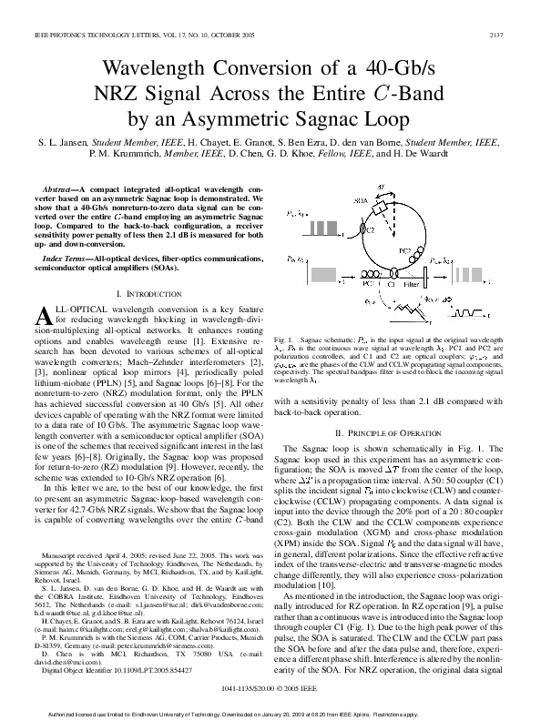 (PDF) Wavelength conversion of a 40-gb/s NRZ signal across the entire C ...
