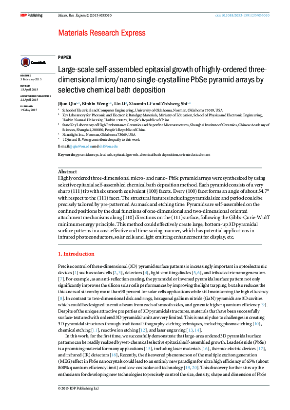 (PDF) Large-scale self-assembled epitaxial growth of highly-ordered ...