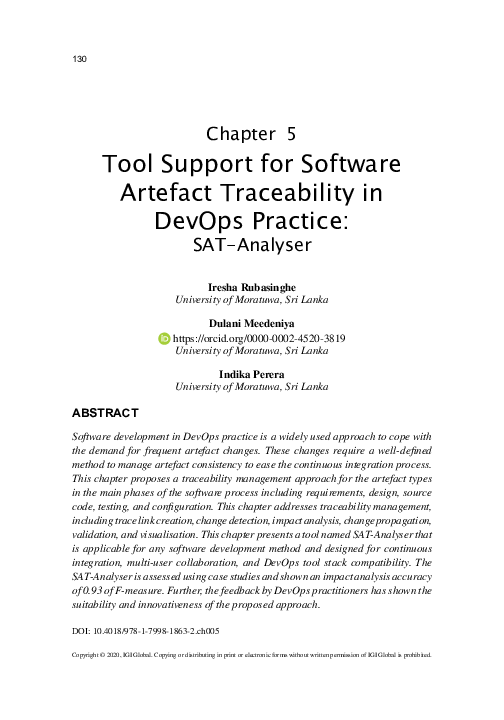 (PDF) Tool Support for Software Artefact Traceability in DevOps Practice
