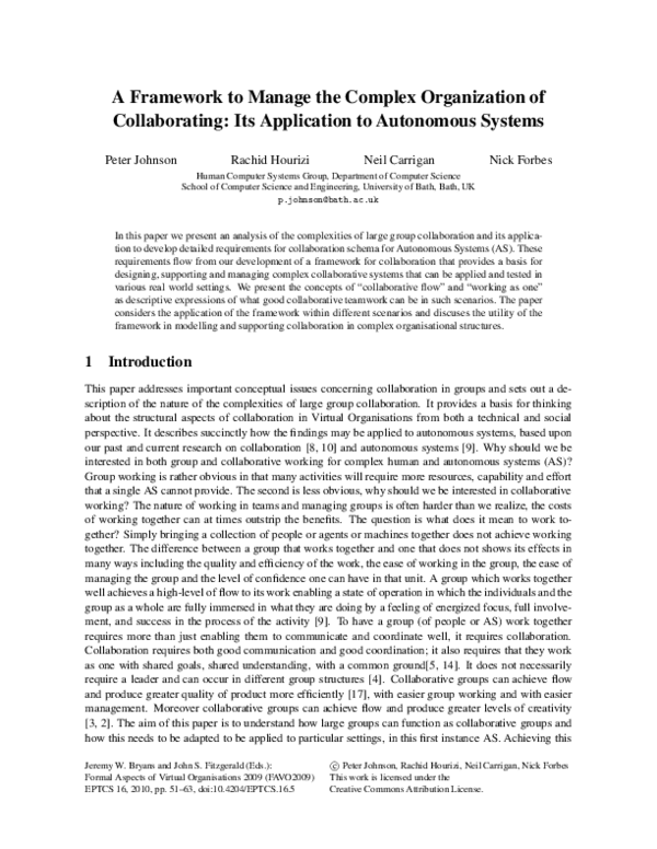 (PDF) A Framework to Manage the Complex Organisation of Collaborating ...