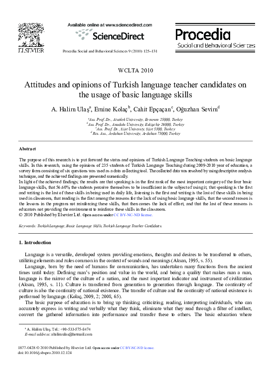(PDF) Attitudes and opinions of Turkish language teacher candidates on ...