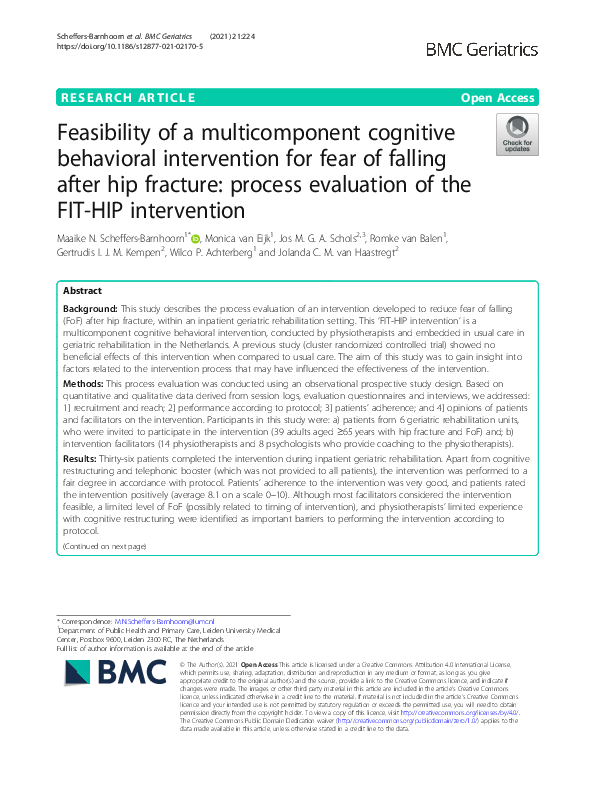 (PDF) Feasibility of a multicomponent cognitive behavioral intervention ...