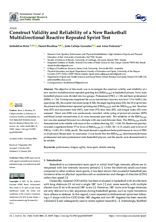 (PDF) Construct Validity and Reliability of a New Basketball ...