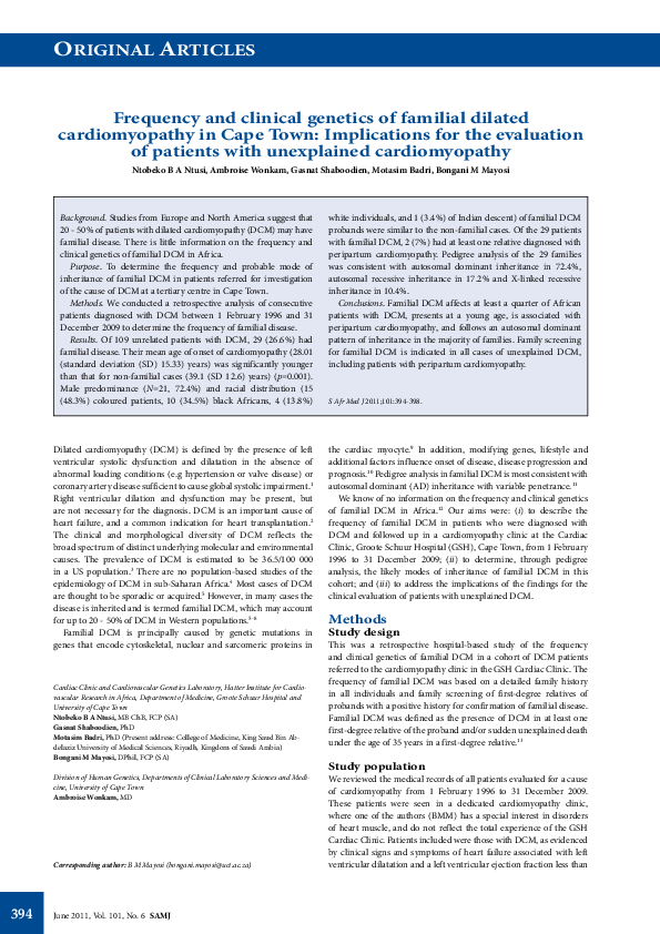 (PDF) Frequency and clinical genetics of familial dilated ...