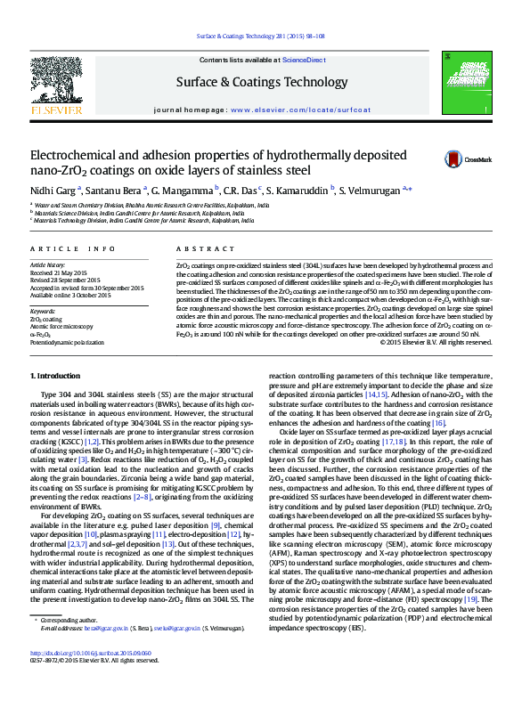 (PDF) Electrochemical and adhesion properties of hydrothermally ...