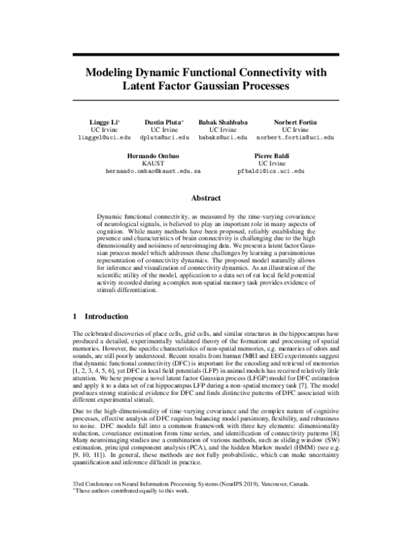 (PDF) Modeling Dynamic Functional Connectivity with Latent Factor ...
