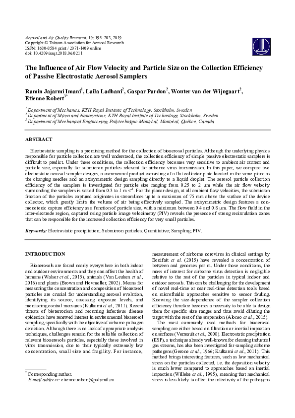 Picture of (PDF) The Influence of Air Flow Velocity and Particle Size on the ...