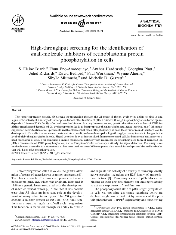 (PDF) High-throughput screening for the identification of small ...