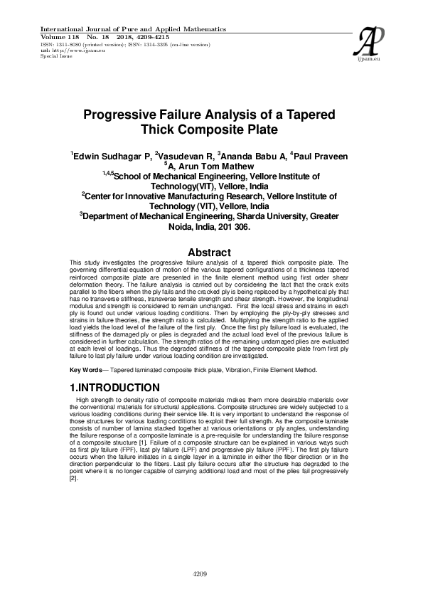 (PDF) Progressive Failure Analysis of a Tapered Thick Composite Plate