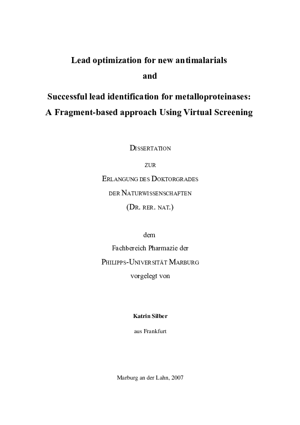 (PDF) Lead optimization for new antimalarials and Successful lead ...