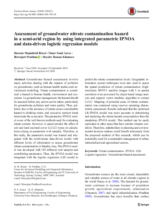 (PDF) Assessment of groundwater nitrate contamination hazard in a semi ...