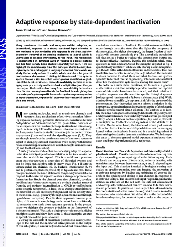 (PDF) Adaptive response by state-dependent inactivation