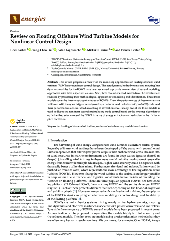 (PDF) Review on Floating Offshore Wind Turbine Models for Nonlinear ...