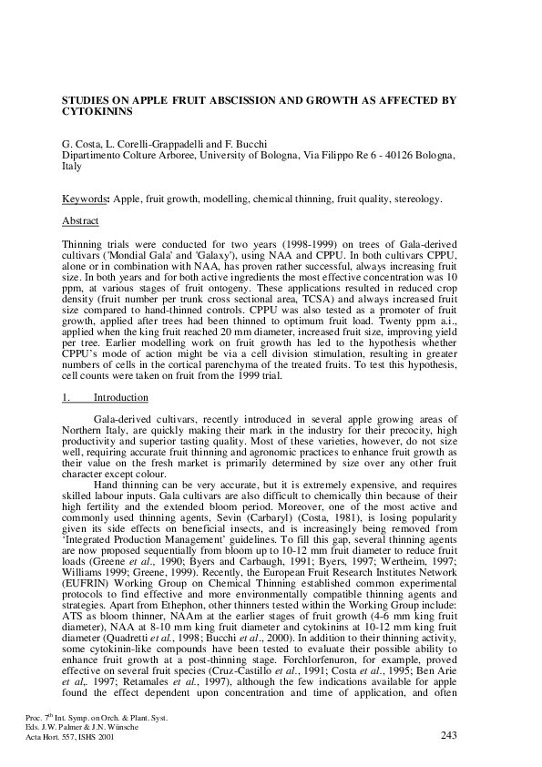 (PDF) Studies on Apple Fruit Abscission and Growth as Affected by ...