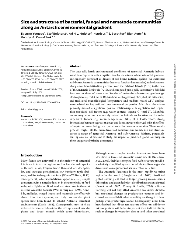 (PDF) Size and structure of bacterial, fungal and nematode communities ...