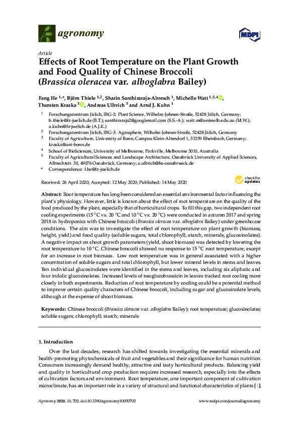 (PDF) Effects of Root Temperature on the Plant Growth and Food Quality ...