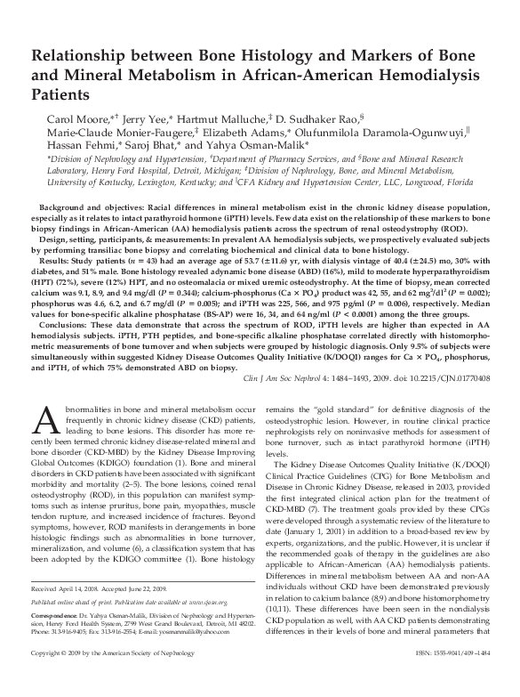 (PDF) Relationship between Bone Histology and Markers of Bone and ...