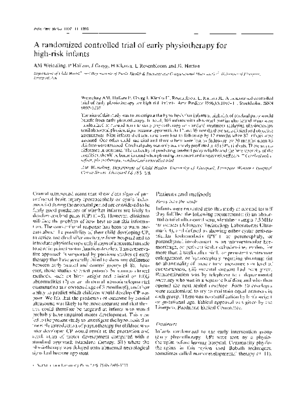 (PDF) A randomized controlled trial of early physiotherapy for high ...