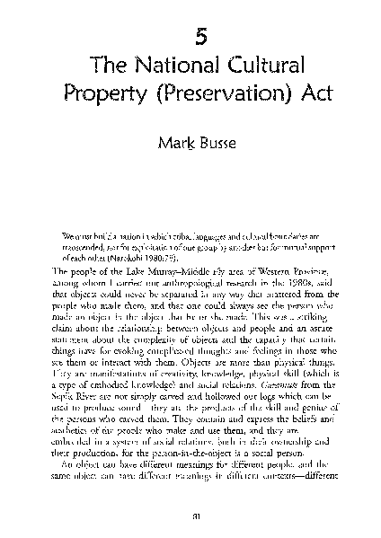 (PDF) The National Cultural Property (Preservation) Act - Cultural Property Rights Act
